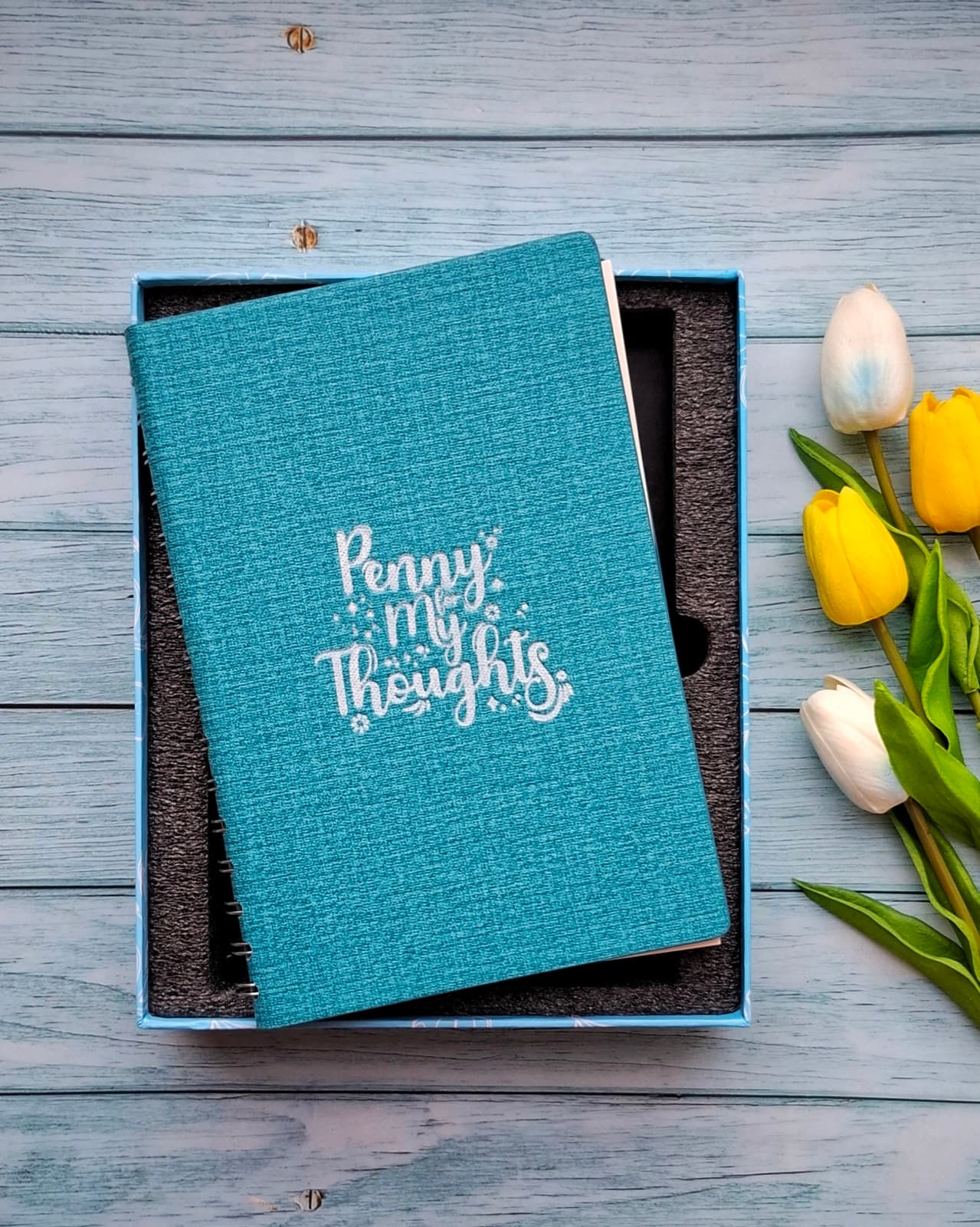 The journal packaged as a gift