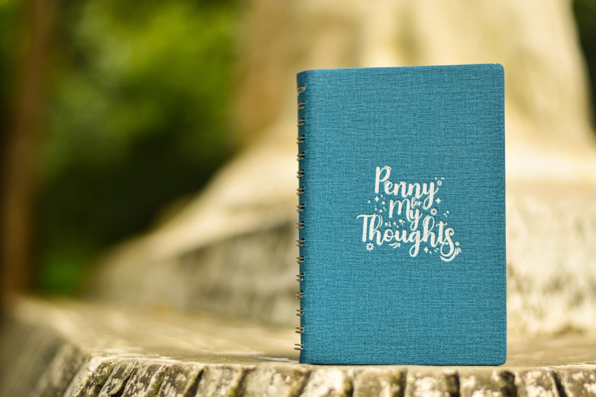 The journal held outdoors in the garden