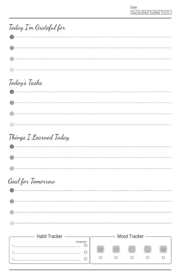 A daily page inside the InkSane journal