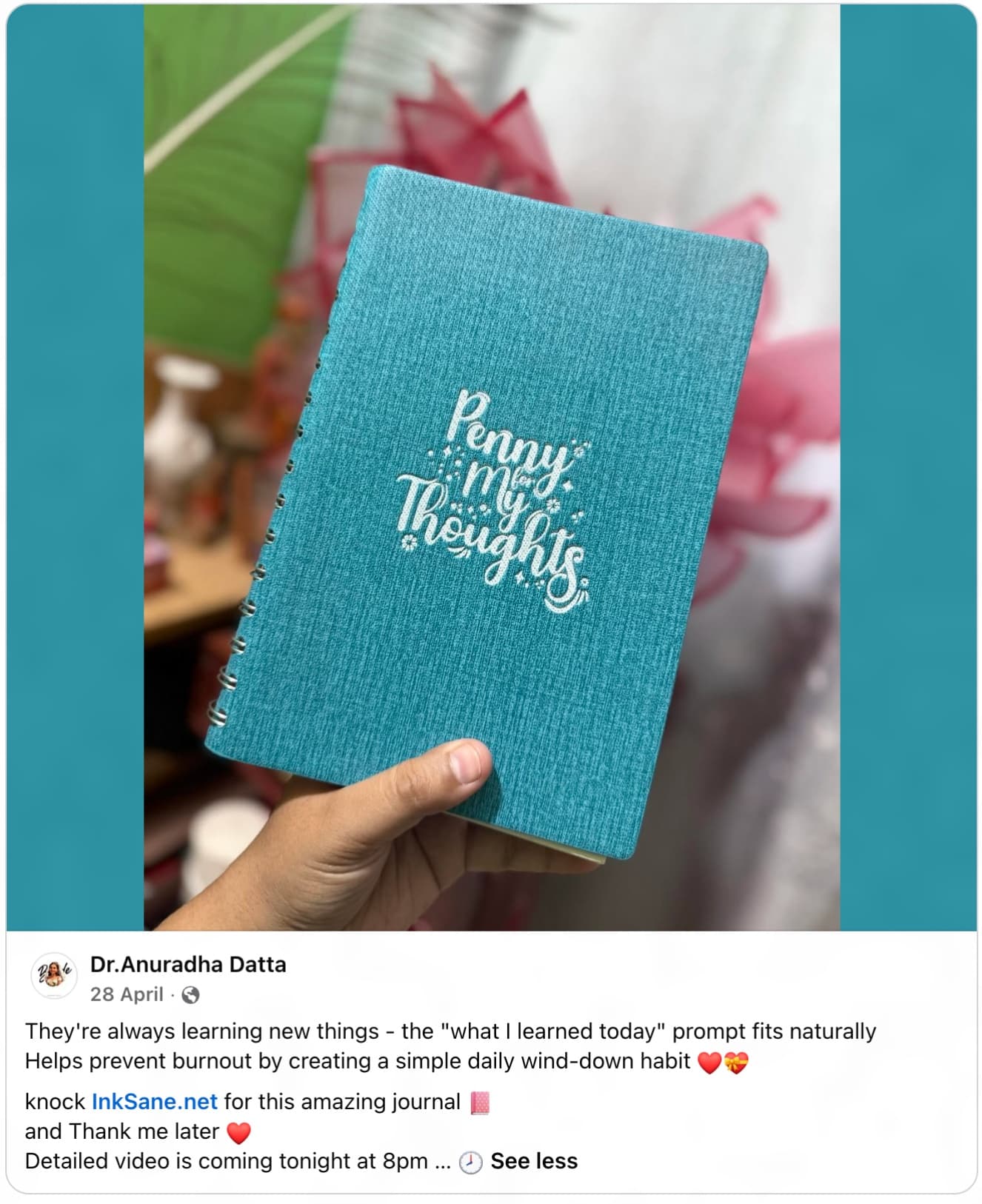 Facebook post from a happy InkSane customer